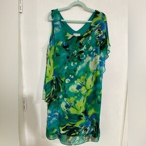 Dressbarn sleeveless dress sites, 16 woman print green NWOT